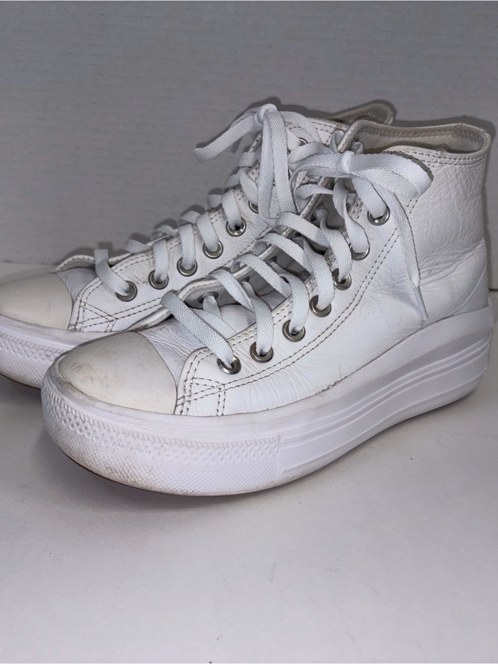 Converse White Women's High-Top Platform Sneakers - Picture 2 of 5